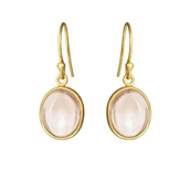 Susanne Friis Bjørner øreringe Oval Cabochon forgyldt sølv m. Morganit krystal
