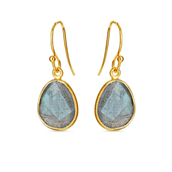 Susanne Friis Bjørner øreringe forgyldt sølv m. labradorite