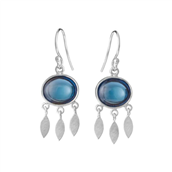 Susanne Friis Bjørner øreringe sølv m. London Blue oval cabochon
