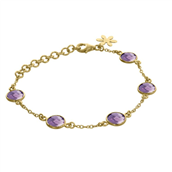 Susanne Friis Bjørner armbånd sølv forgyldt m. ametyst (17 - 21cm)
