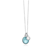 Susanne Friis Bjørner halskæde sølv m. London Blue krystal + zirkon (45cm)