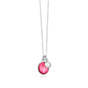 *Susanne Friis Bjørner halskæde sølv m. pink krystal + zirkon (45cm)