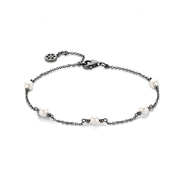 Spirit Icons Athena armbånd sølv sort rhodinderet med perler 17+2 cm