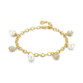 Spirit Icons Maxine Pearl armbånd forgyldt sølv m. fvp + cz (17-19 cm)