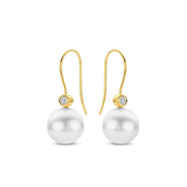 Spirit Icons Elinor øreringe 14 karat guld m. 0,08ct. w/vs + ferskvandsperler