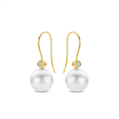 Spirit Icons Elinor øreringe 14 karat guld m. 0,20ct. w/vs + ferskvandsperler