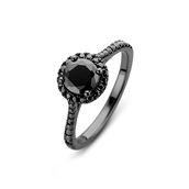 *Spirit Icons Romance ring sølv sort rhod med sort synt. zirkonia str. 54