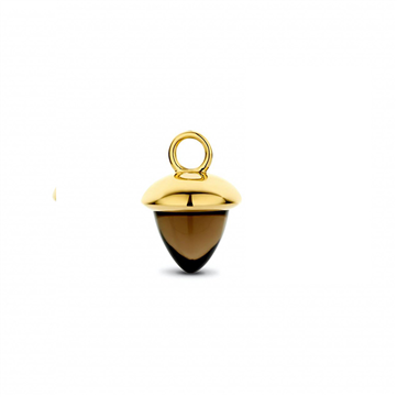 Spirit Icons Acorn Drop Røgtopas vedhæng til hoops 14 karat guld med brun røgtopas (1 stk)