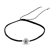By Pind armbånd sølv med knyttet nylon med freskvandsperle (16-21 cm)