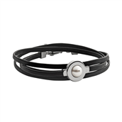 *Skagen Designs læder armbånd m/perle, Agnethe, stål