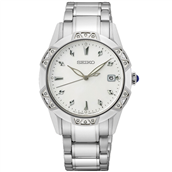 Seiko Conceptual dameur stål perlemorsskive 33mm safirglas 14 diamanter 10bar