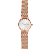 *Skagen Designs Freja dameur stål rosadoublé mesh lænke lys skive 34mm