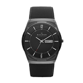 Skagen Designs Herreur, titanium, meshlænke, sort skive