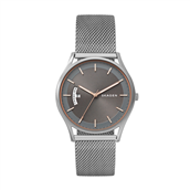 *Skagen Designs Signatur herreur, stål, stål mesh lænke, grå skive 