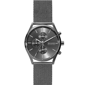 Skagen Designs Holst herreur stål gunmetal grå meshlænke grå urskive 42mm mineralglas