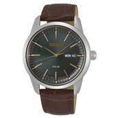Seiko Solar herreur stål brun læderrem 10bar 40mm