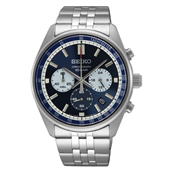 Seiko Classic Chronograph herreur stål blå skive 42mm 10bar
