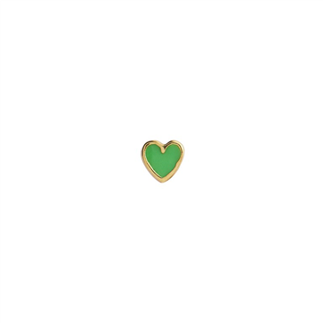 STINE A ørestik Petit Love Heart forgyldt sølv grass green emalje (1 stk)