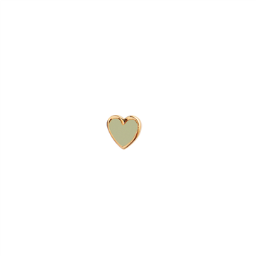 STINE A ørestik Petit Love Heart sølv forgyldt olivengrøn emalje (1 stk)
