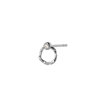 STINE A ørestik Petit Wavy Circle sølv med zirkonia (1stk)