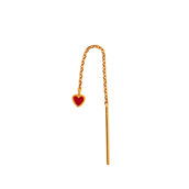 STINE A Dangling Love Heart Burgundy Enamel ørering forgyldt sølv (1 stk.)