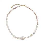 STINE A halskæde Chunky Glamour - White & Rose sølv forgyldt (41-45 cm)