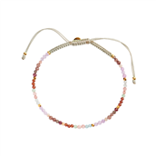 *STINE A armbånd Red Barnet Light Rainbow Sølv forgyldt khakigrå nylon med perler i ædelsten (17-25 cm)