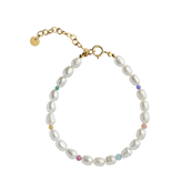 STINE A armbånd White Pearls sølv forgyldt med farverige ædelsten (17-21 cm)