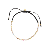 STINE A armbånd Confetti Pearl Beige And Pastel Mix sølv forgyldt sort nylon ædelsten ferskvands perler (17-25cm)