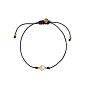STINE A armbånd Big Pearl Berrie - Black Ribbon forgyldt sølv (17-25 cm)
