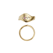 *STINE A ring Ile De L'Amoue sølv forgyldt bølget og blanket med ædelsten (str 50, 52, 54, 56 og 58)