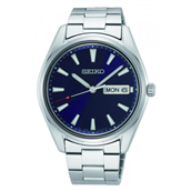 Seiko herreur, stållænke, safirglas, blå skive, 10 bar, 40,2mm 