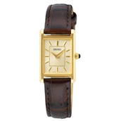 Seiko Classic dameur kvadratisk stål gulddoublé læderrem 18,9mm 3 bar