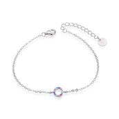 *WiOGA Eva armbånd sølv med cirkel af farvede zirkoniasten (16-18cm)