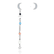 WiOGA Evonne øreringe sølv måne mix med opal, halvædelsten og zirkonia
