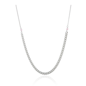 *WiOGA halskæde Liva sølv panzerkæde med pink opal (38+5 cm)