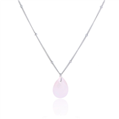 *WiOGA Vilma halskæde sølv med dråbeformet rosa quartz (45+5cm)