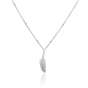 *WiOGA Lea halskæde sølv med fjer med zirkoniasten (45+5cm)