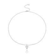 WiOGA Karla halskæde sølv vedhæng kors med ferskvandsperle (38+5cm)