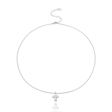 WiOGA Karla halskæde sølv vedhæng kors med ferskvandsperle (38+5cm)