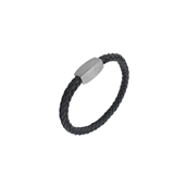 Zeezen sort læderarmbånd 6mm m. magnet lås