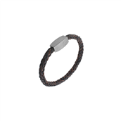 Zeezen brunt læderarmbånd 6mm m. magnet lås